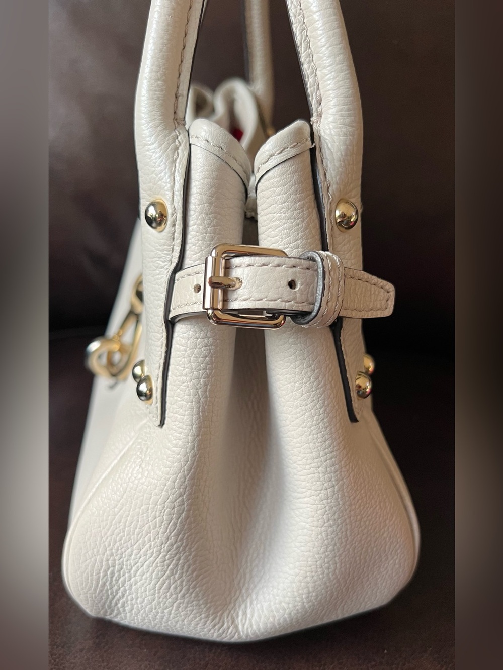 Y2K Dooney & Bourke Off-White Pebbled Leather Satchel Top Handle Bag - Picture 7 of 14